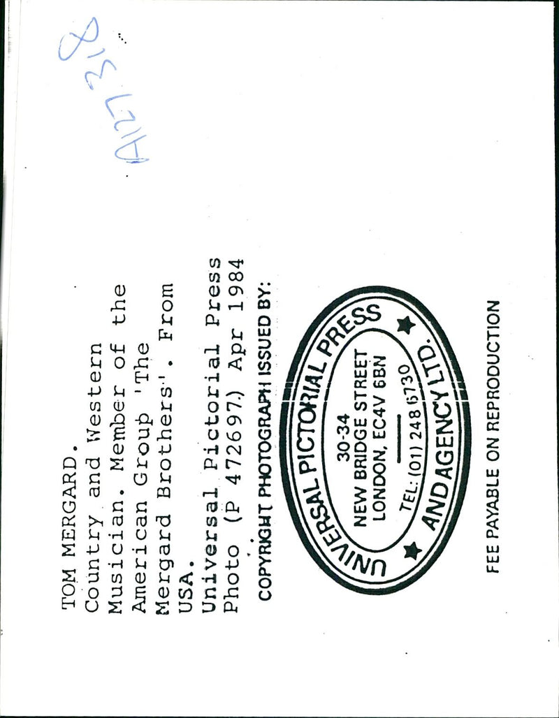 1984 TOM MERGARD MEMBER THE AMERICAN GROUP MERGA MUSICIAN USA PRESS - Vintage Photograph