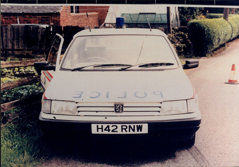 Peugeot car policeman  shootingbackground pics. - Vintage Photograph