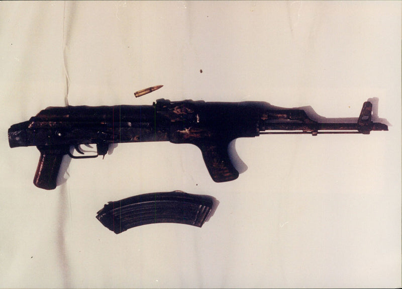 Kalashnikov Rifle used by lunmen who murdered pc goodman. - Vintage Photograph