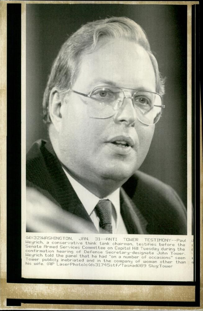 A photo showing a conservative think tank chairman named Paul Weyrich. - Vintage Photograph