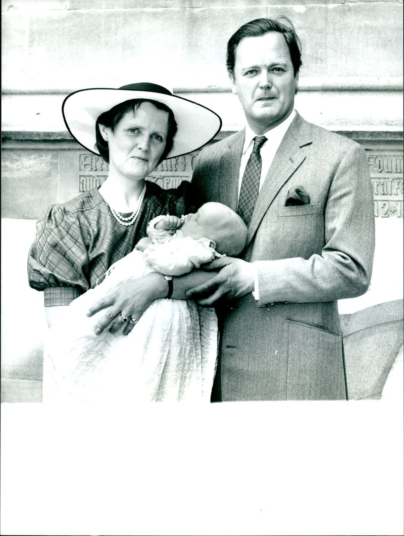 Mary Hogg, her husband Eric Koops and their daughter Katherine Mary. - Vintage Photograph