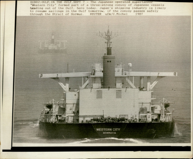 The Japanese opearted supertanker western city. - Vintage Photograph