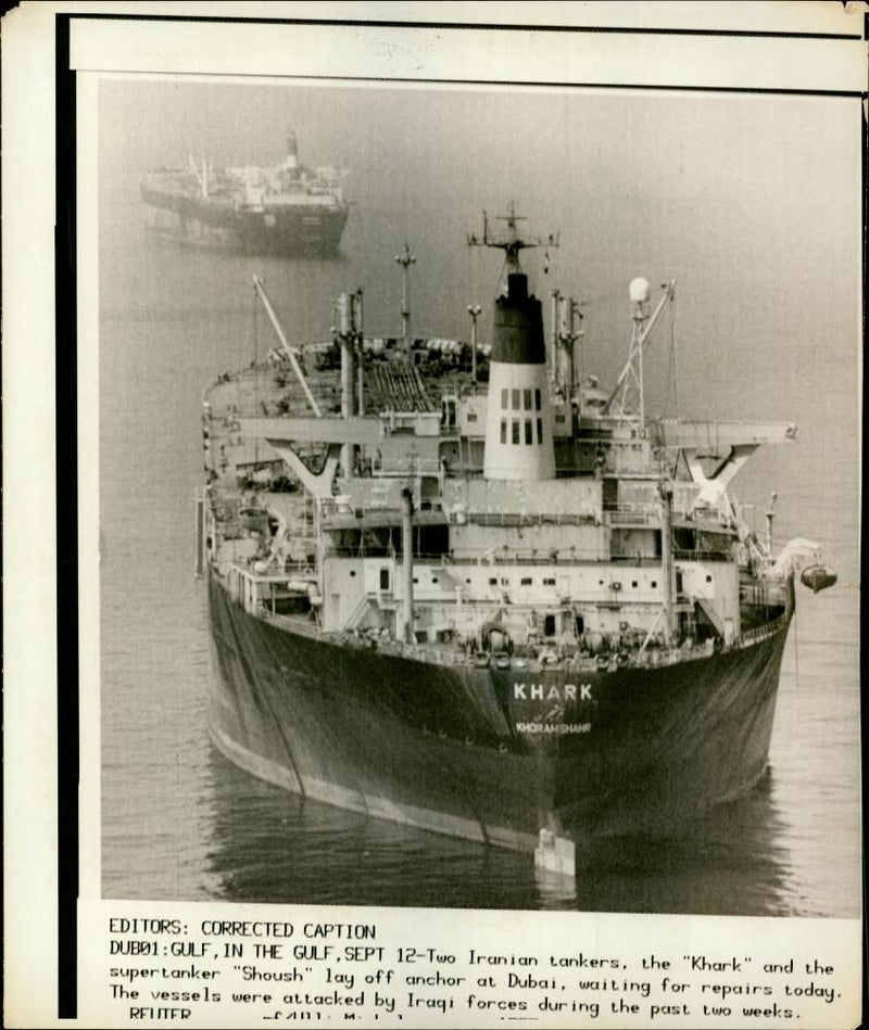 Two iranian tanker the khark and the supertanker. - Vintage Photograph