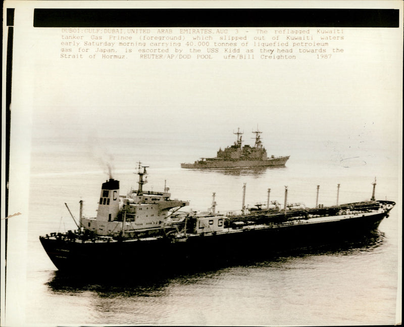 The reflagged Kuwaiti tanker gas prince. - Vintage Photograph