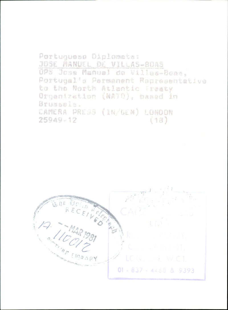 Jose Manuel De Villas-Boas. - Vintage Photograph