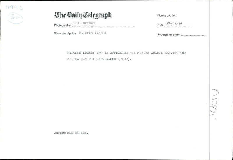 Malcolm Kennedy who was appealing his murder case. - Vintage Photograph