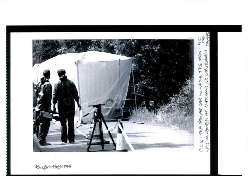 The jaguar car in which the man was murdered. - Vintage Photograph