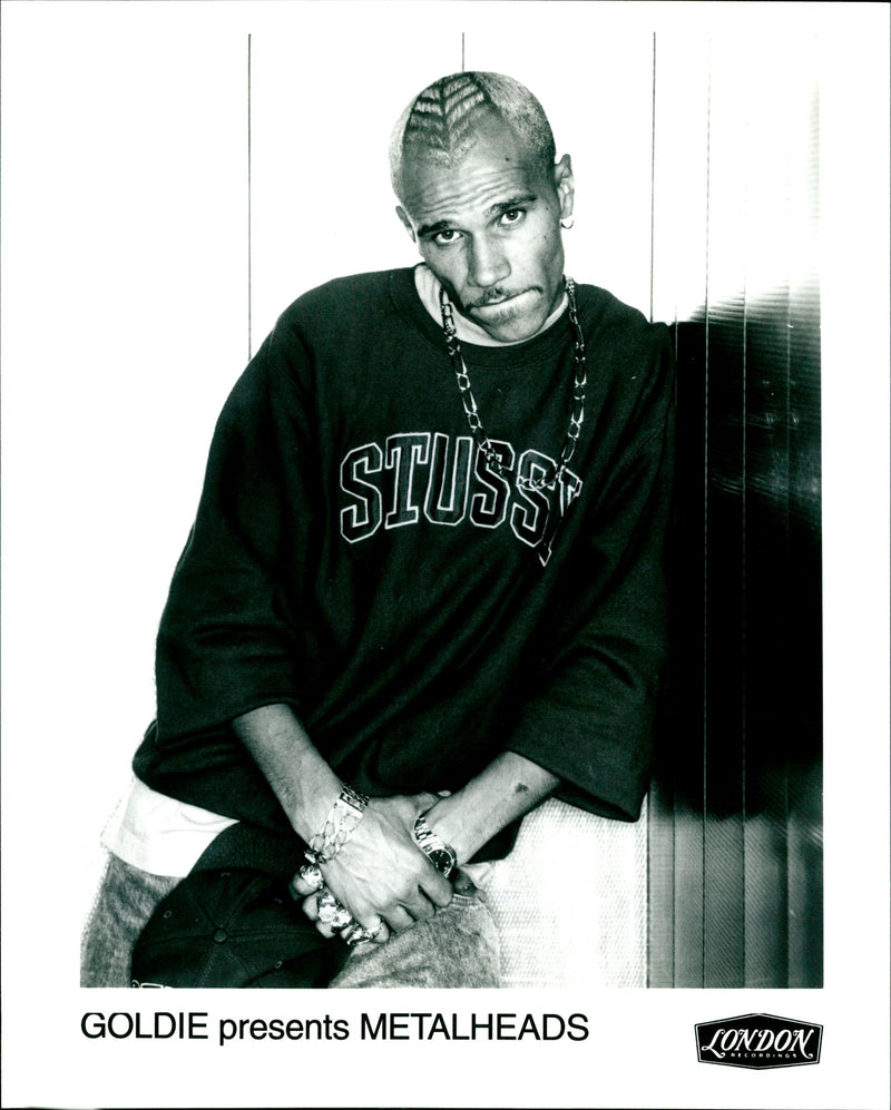 English musician 'Goldie' in album Metalheads - Vintage Photograph