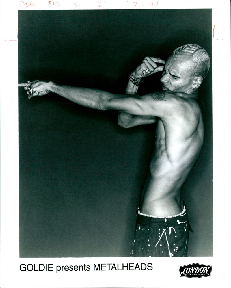 English musician 'Goldie' in album Metalheads - Vintage Photograph