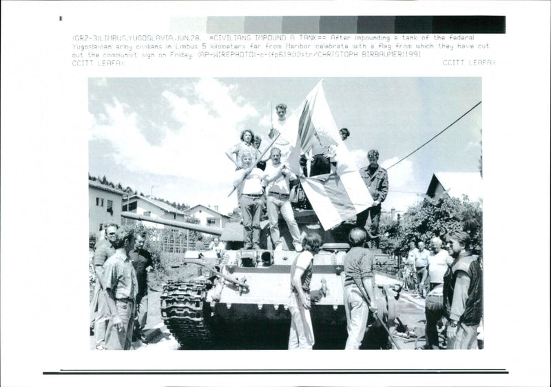 Civilians in Yugoslavia Impound A Tank - Vintage Photograph