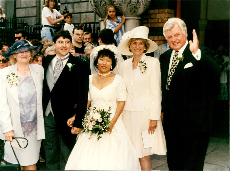 Alfie Tucker with his wife on their wedding day. - Vintage Photograph