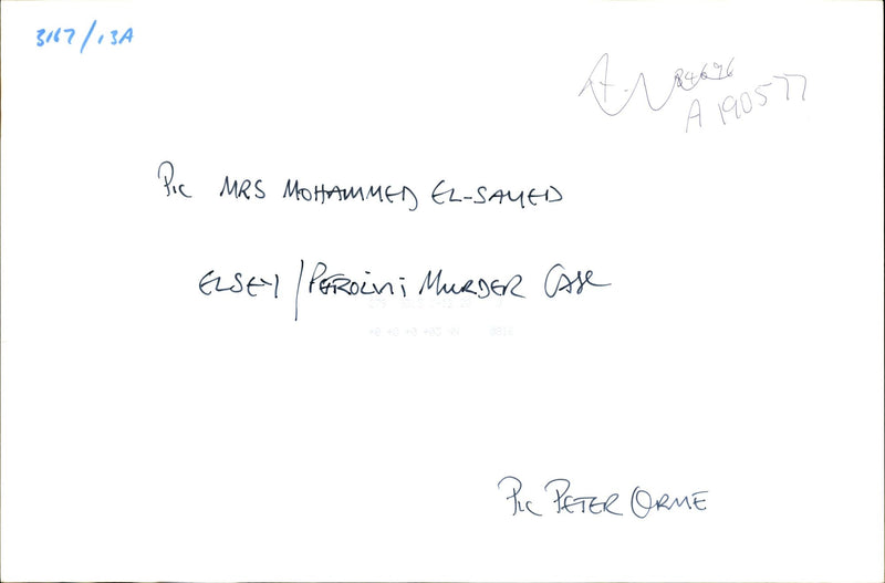 MRS MOHAMMED SAVED ELSEY PEROINI MURDER CASE RICHARD MAW OONER - Vintage Photograph