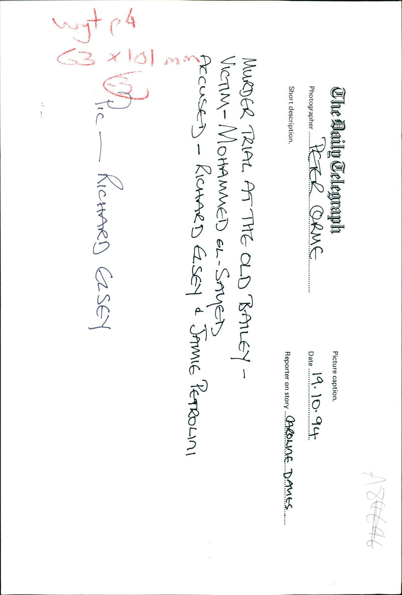 1994 MICHEAL ACCUSED MURDERING HIS BRO RICHARD MAW ELSEY OONER PETER - Vintage Photograph