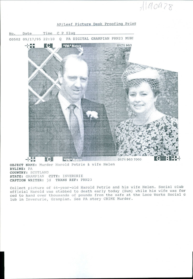 Murdered Social club official Harold Petrie with his wife Helen - Vintage Photograph