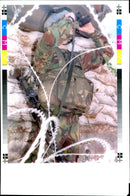 A british United nations soldier scans the skies around sarajevo. - Vintage Photograph