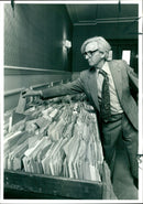 Chris Samuelson Lucky Dip BBC concerts manager selecting at random. - Vintage Photograph