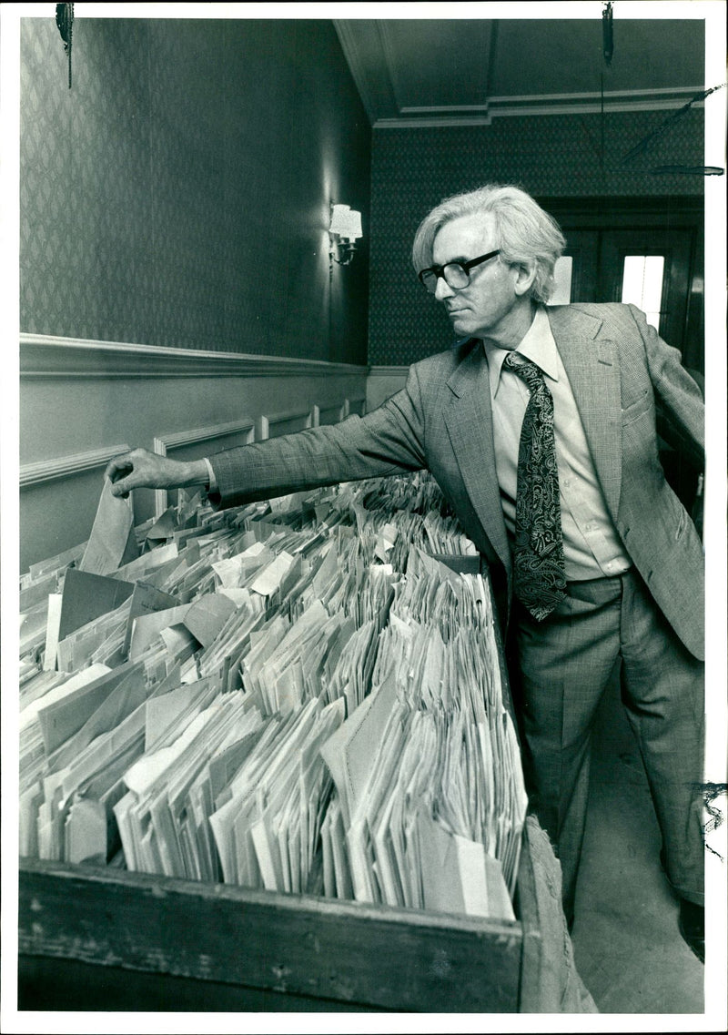 Chris Samuelson Lucky Dip BBC concerts manager selecting at random. - Vintage Photograph