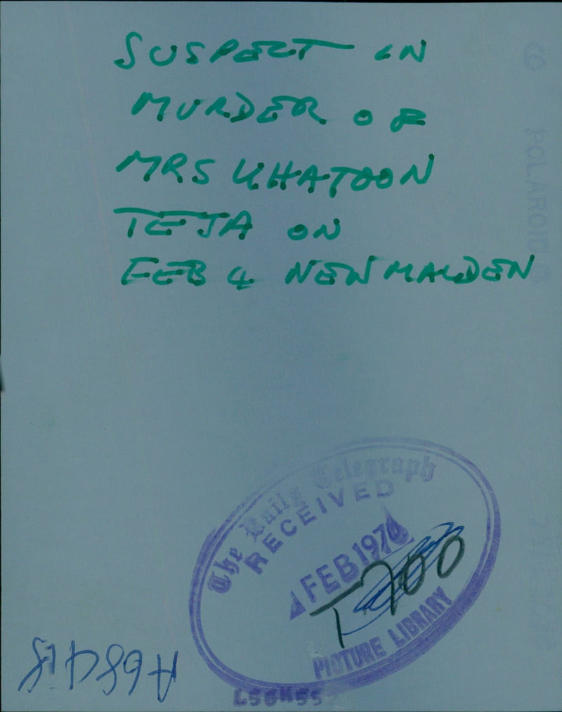 Suspect in murder of Mrs khatoon Teja. - Vintage Photograph