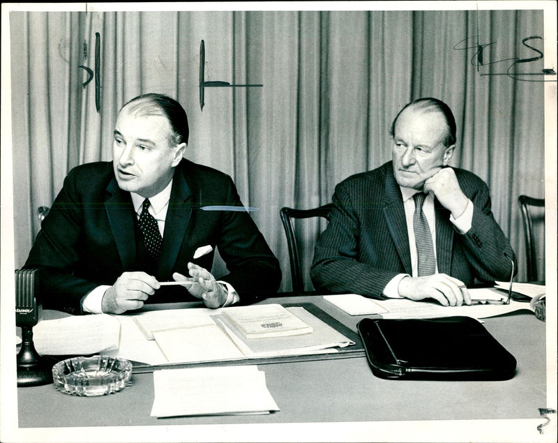 Viscount Caldecote with Mr. E. C. Bowyer. - Vintage Photograph