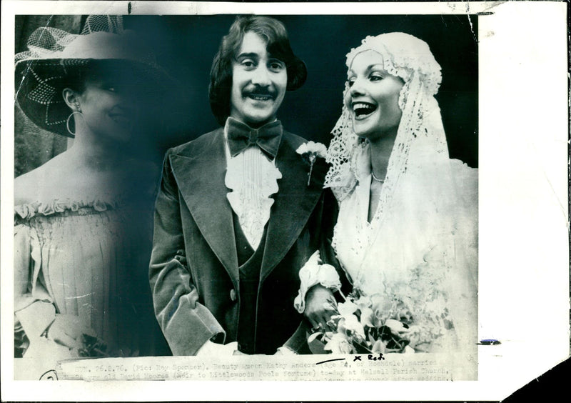 David Moores with his beauty queen bride Miss Kathy Anders. - Vintage Photograph