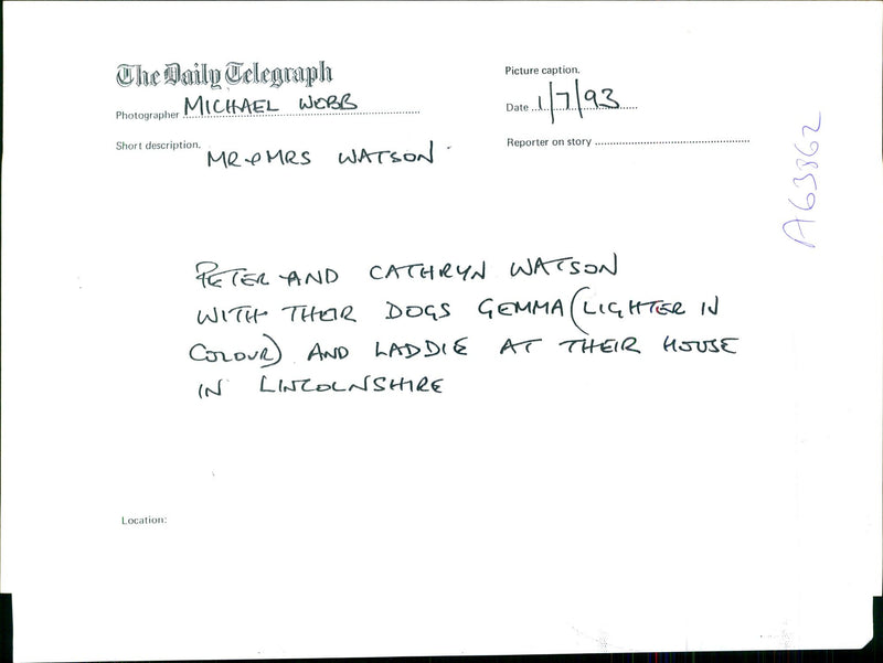 Peter and Cathryn Watson with their dogs Gemma and Laddie. - Vintage Photograph