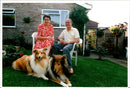 Peter and Cathryn Watson with their dogs Gemma and Laddie. - Vintage Photograph