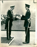Adml. Sir. Varyl Begg with Officer A. M. Mitchell. - Vintage Photograph