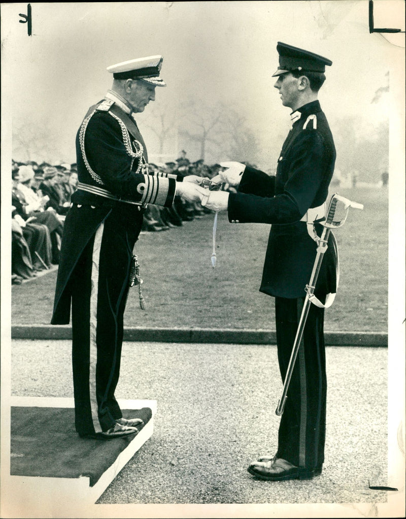 Adml. Sir. Varyl Begg with Officer A. M. Mitchell. - Vintage Photograph