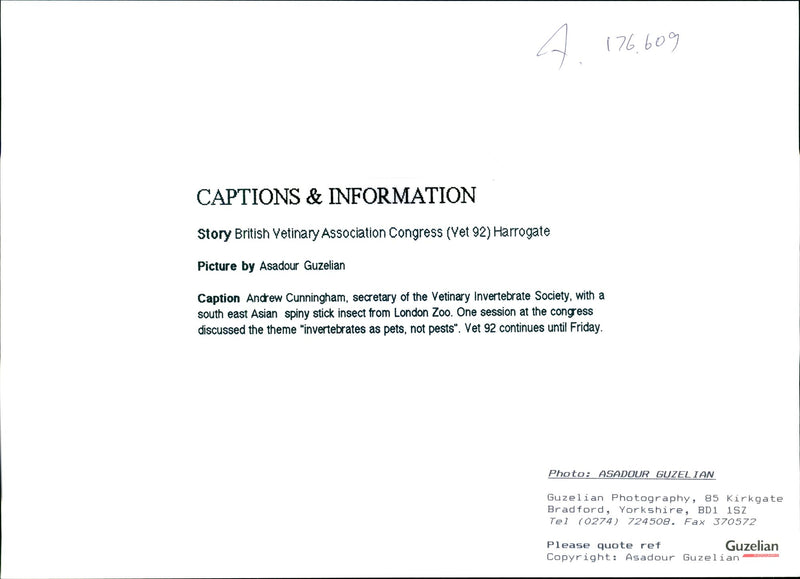 Andrew Cunningham, secretary of the Veterinary Invertebrate Society - Vintage Photograph