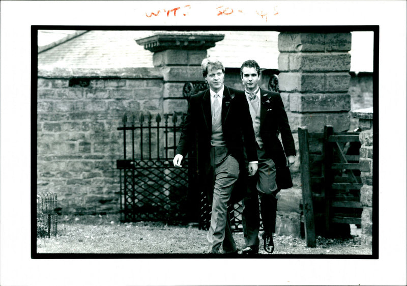 Darius Guppy with Earl Spencer on his wedding day in 1989 - Vintage Photograph