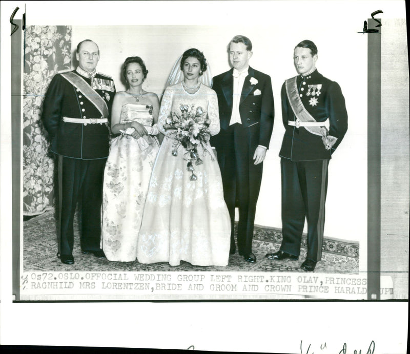 Johan Martin Ferner with King Olav and Princess Ragnhild. - Vintage Photograph