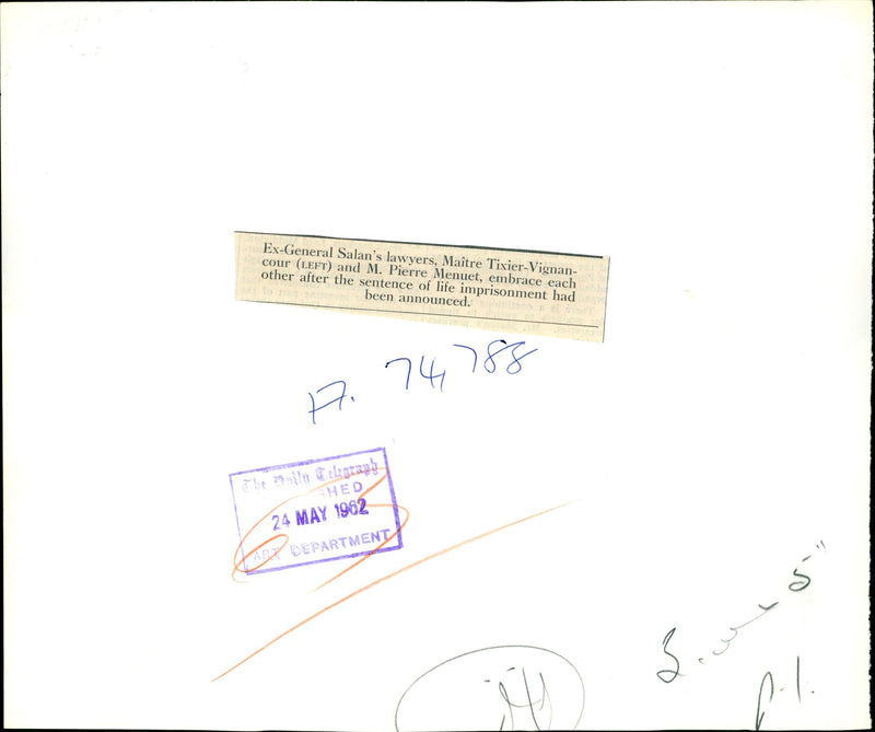 A photo of Maitre Tixier-Vignancour with M. Pierre Menuet. - Vintage Photograph