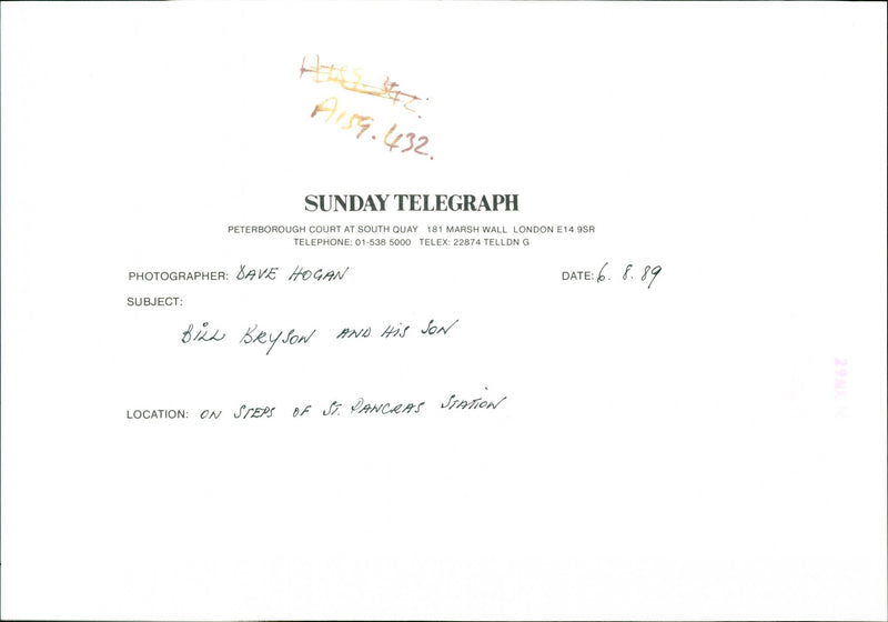 Bill Bryson and his son. - Vintage Photograph