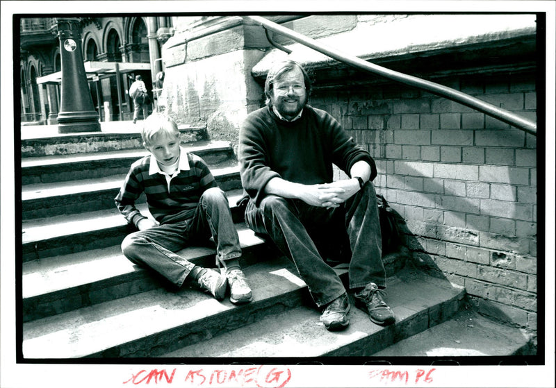 Bill Bryson and his son. - Vintage Photograph