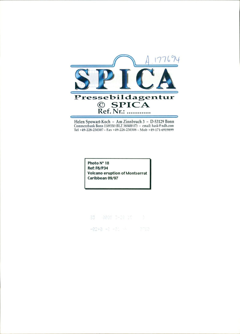 Volcanic eruption over Montserrat. - Vintage Photograph