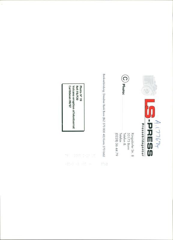 Volcanic eruption over Montserrat. - Vintage Photograph