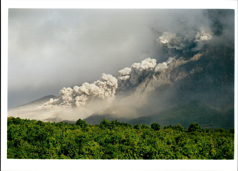 Volcanic eruption over Montserrat. - Vintage Photograph