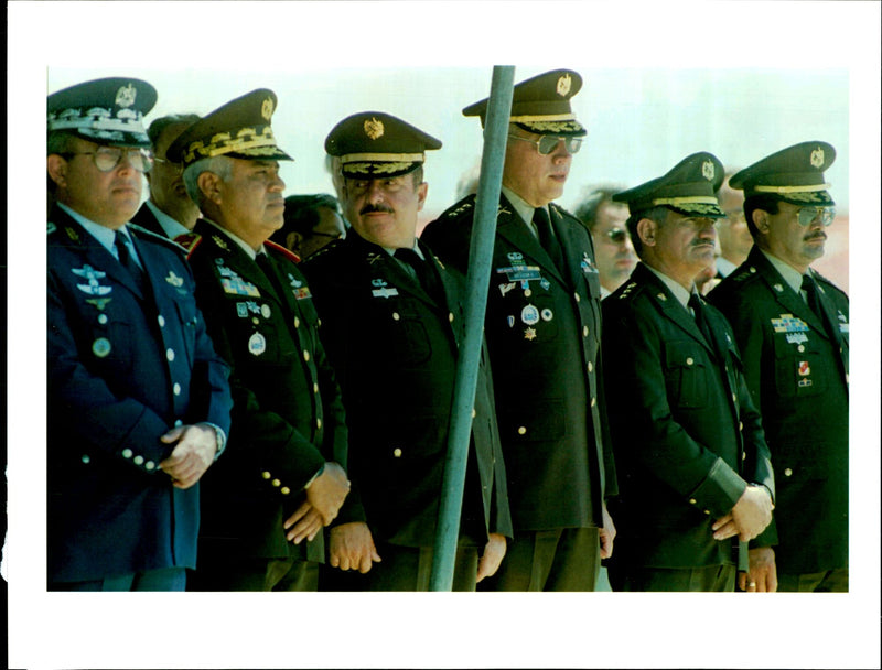 Guatemala Military officers stand during the Farewell. - Vintage Photograph