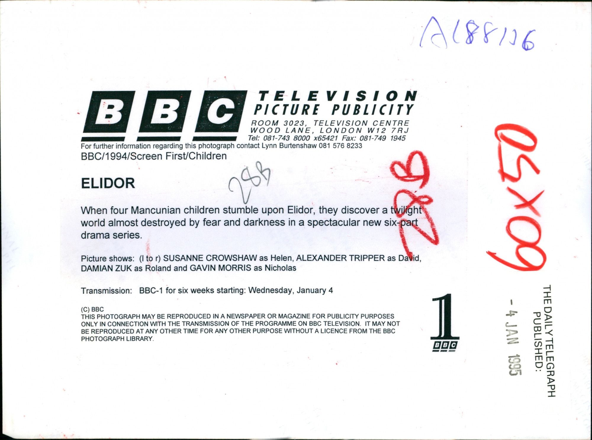 Television: Elidor: Sussane Crowshaw, Alexander Tripper, Damian Zuk an