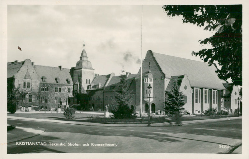Kristianstad. The Technical School and the Concert Hall - postcards - Vintage Photograph