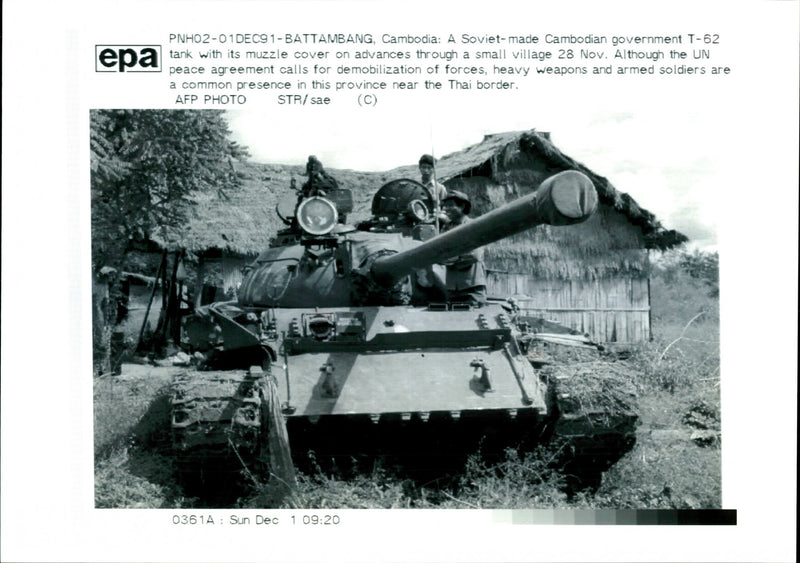 A Soviet-made Cambodian Government T-62 Tank - Vintage Photograph