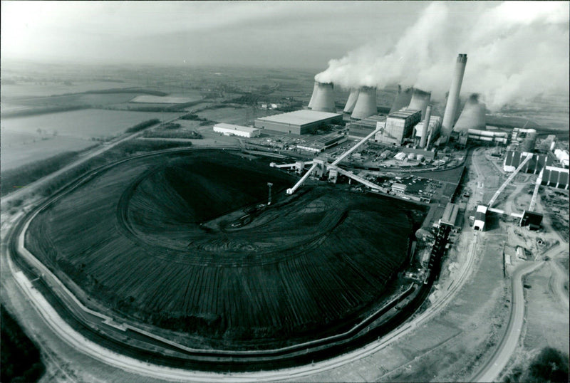 A huge stock of coal at the Ratcliffe-on-Soar Power Station - Vintage Photograph