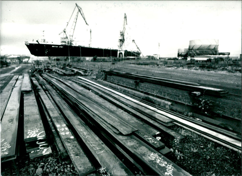 Britain Industries of Scott Lithgow Shipyard. - Vintage Photograph