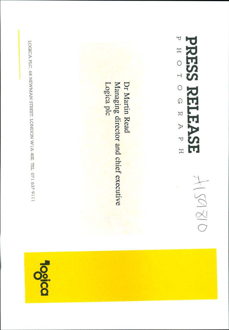 Martin Read managing director and chief executive logica. - Vintage Photograph