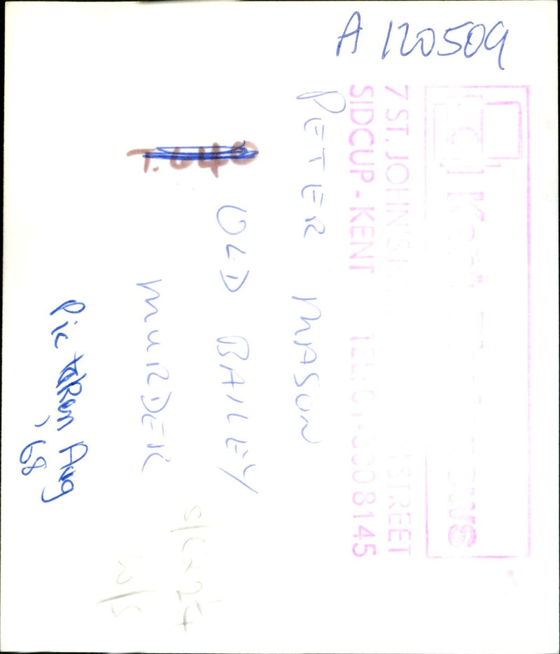 JOHN SIDCUP TREET PETER OLD BAILEY MURDERE PIC KEN MASON - Vintage Photograph