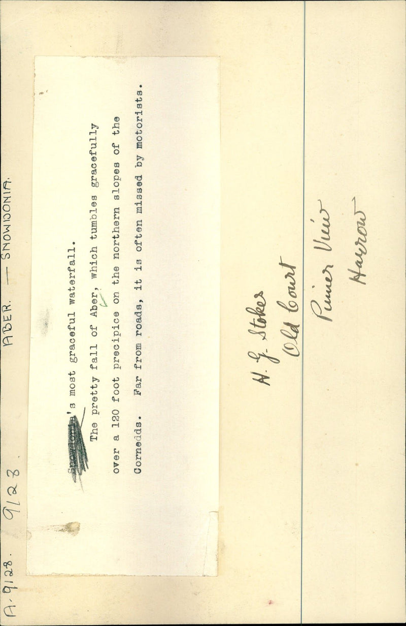 The most graceful Aber Waterfall. - Vintage Photograph