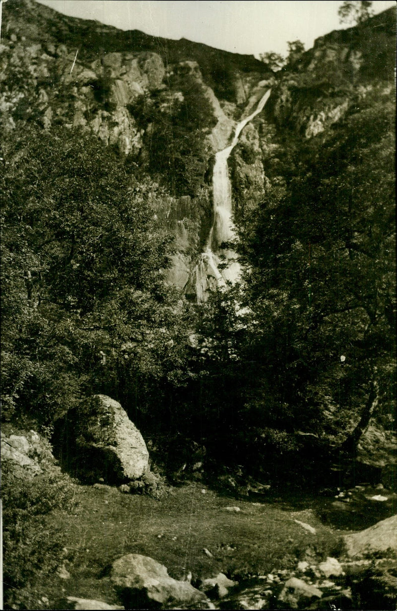 The most graceful Aber Waterfall. - Vintage Photograph