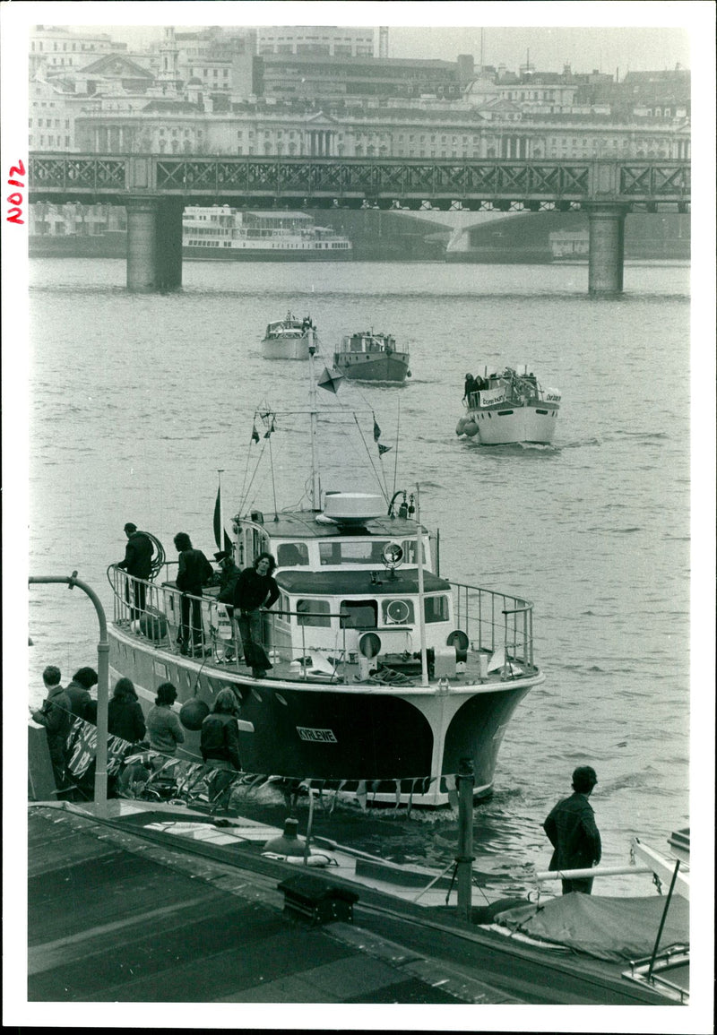 Another demonstration in london this time on the thames where representative. - Vintage Photograph