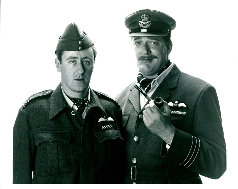 Actor Stephen Fry (R) with Nicholas Lyndhurst in film 'Stalag Luft' - Vintage Photograph