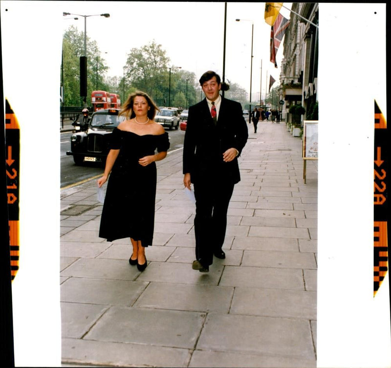 Comedian Stephen Fry with his spouse Elliott Spencer's sister Jo Foster - Vintage Photograph
